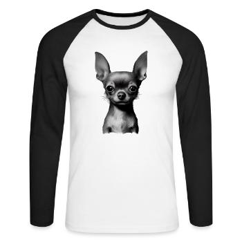 Chihuahua Dog Propriétaire Chihuahua Puppy Dogs - T-shirt baseball manches longues Homme - blanc/noir - Devant - Nik (191cm)