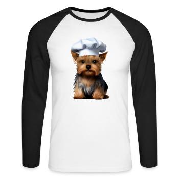Dog Owner Yorkshire Terrier Puppy Dog - Unisex Long Sleeve Baseball T-Shirt - white/black - Front - Nik (191cm)