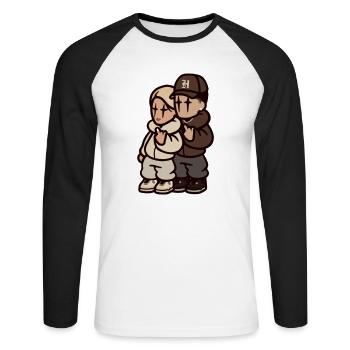 Du & Ich - Unisex Baseballshirt langarm - Weiß/Schwarz - Vorne - Nik (191cm)