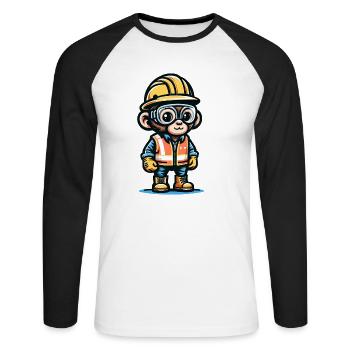 Cute Monkey Construction Worker - Unisex Baseballshirt langarm - Weiß/Schwarz - Vorne - Nik (191cm)