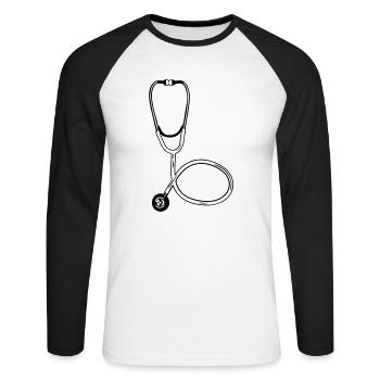 Doctor Stethoscope Symbol Medical Hear Expertise - Unisex Long Sleeve Baseball T-Shirt - white/black - Front - Nik (191cm)