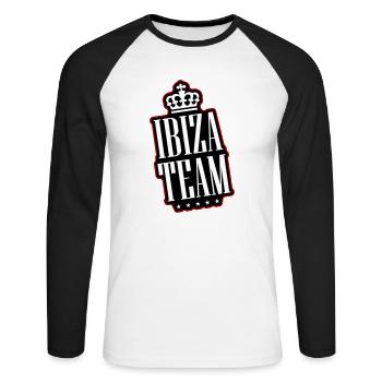 Ibiza Team - Unisex Long Sleeve Baseball T-Shirt - white/black - Front - Nik (191cm)