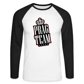 Prague Team - Unisex Long Sleeve Baseball T-Shirt - white/black - Front - Nik (191cm)