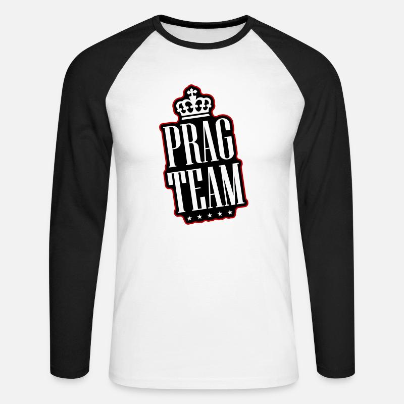 Prag Team - Unisex Baseballshirt langarm - Weiß/Schwarz