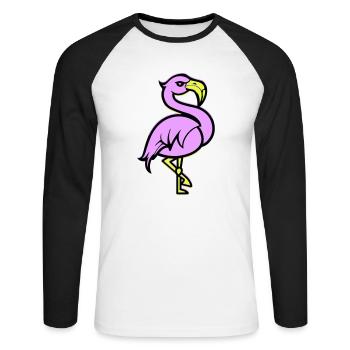 Bande dessinée Flamingo - T-shirt baseball manches longues Homme - blanc/noir - Devant - Nik (191cm)