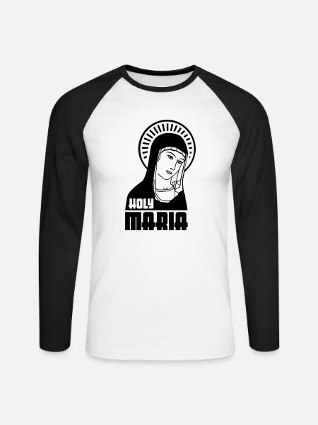 Holy Mary - Unisex Long Sleeve Baseball T-Shirt - white/black