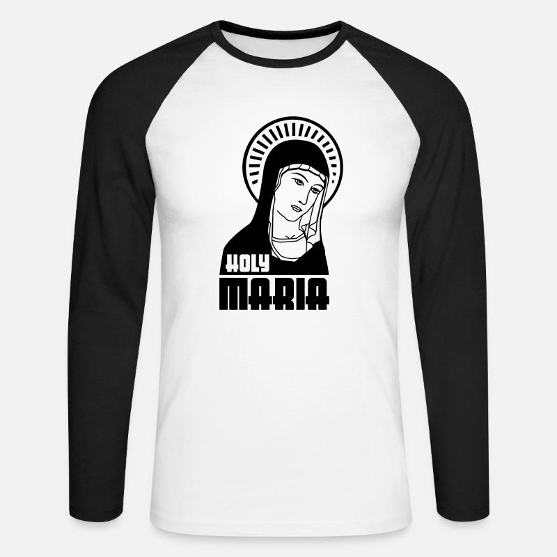 Holy Maria - Unisex Baseballshirt langarm - Weiß/Schwarz
