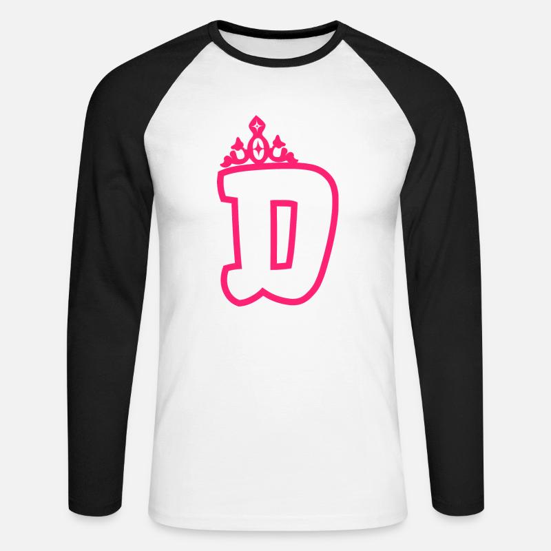 Monogrammierte Kleinkind Mädchen Krone - Unisex Baseballshirt langarm - Weiß/Schwarz