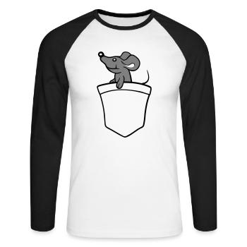 Maus Hemdtasche Tasche unterwegs auf Reisen Süß - Unisex Baseballshirt langarm - Weiß/Schwarz - Vorne - Nik (191cm)