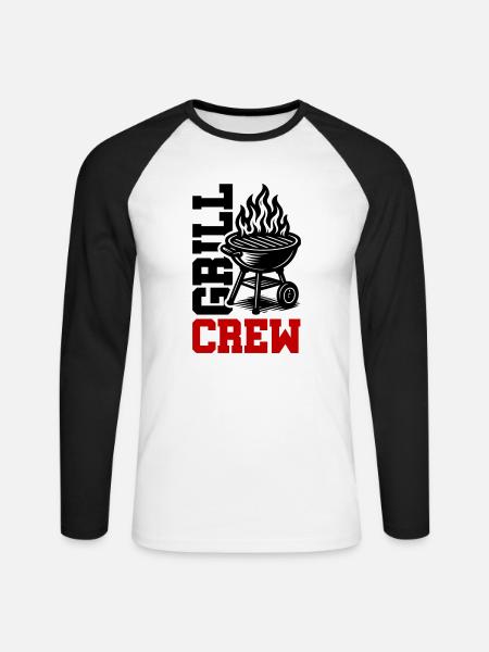 Grill Crew - Unisex Long Sleeve Baseball T-Shirt - white/black