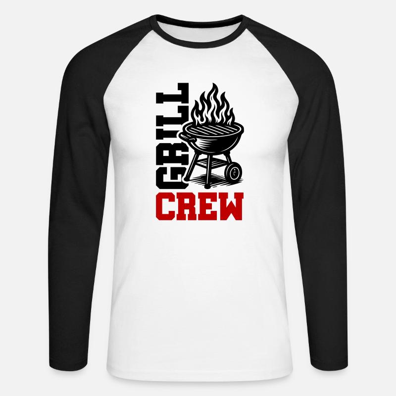 Grill Crew - Unisex Long Sleeve Baseball T-Shirt - white/black