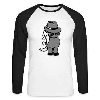 Cheval Gangster Chapeau Lunettes de soleil Criminal Cool - T-shirt baseball manches longues Homme - blanc/noir - Devant - Nik (191cm)