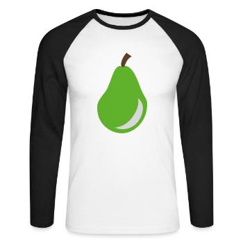 Birne - Obst - Unisex Baseballshirt langarm - Weiß/Schwarz - Vorne - Nik (191cm)