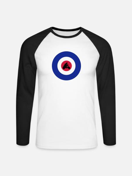 Target mit Rollerfahrer - Unisex Baseballshirt langarm - Weiß/Schwarz