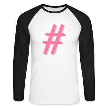 Hashtag - Unisex Baseballshirt langarm - Weiß/Schwarz - Vorne - Nik (191cm)