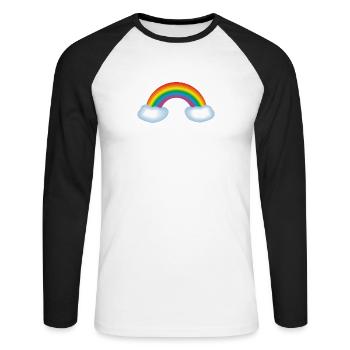 Regenbogen mit Wolken - Unisex Baseballshirt langarm - Weiß/Schwarz - Vorne - Nik (191cm)