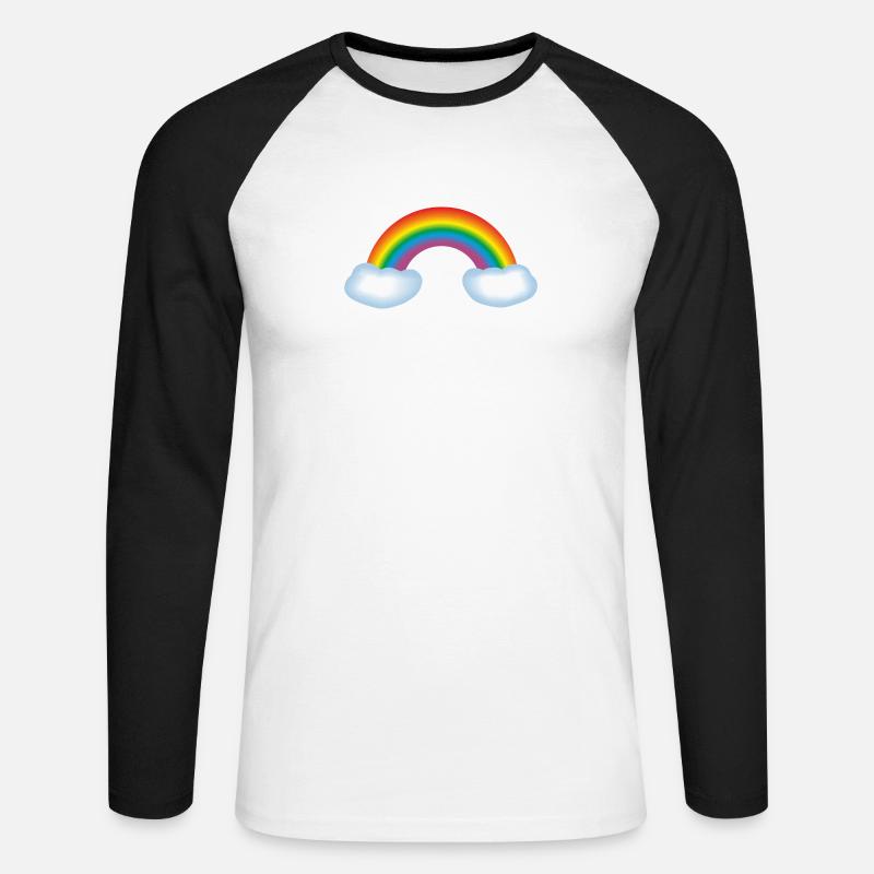Regenbogen mit Wolken - Unisex Baseballshirt langarm - Weiß/Schwarz