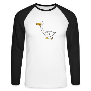 lustige Gans - Unisex Baseballshirt langarm - Weiß/Schwarz - Vorne - Nik (191cm)