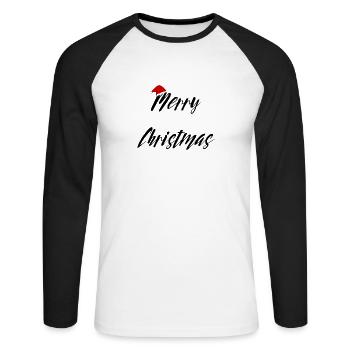 Merry Christmas Merry Christmas Saying Funny - Unisex Long Sleeve Baseball T-Shirt - white/black - Front - Nik (191cm)