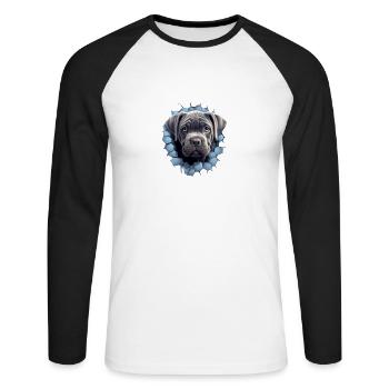 Cane Corso durch die Wand für einen Cane Corso - Unisex Baseballshirt langarm - Weiß/Schwarz - Vorne - Nik (191cm)
