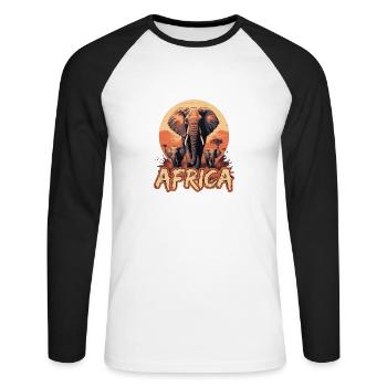 Elefant Afrika Safari - Unisex Baseballshirt langarm - Weiß/Schwarz - Vorne - Nik (191cm)