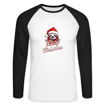Lazy Christmas für Weihnachtsfest - Unisex Baseballshirt langarm - Weiß/Schwarz - Vorne - Nik (191cm)