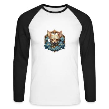 Chihuahua Hund Hunderasse - Unisex Baseballshirt langarm - Weiß/Schwarz - Vorne - Nik (191cm)