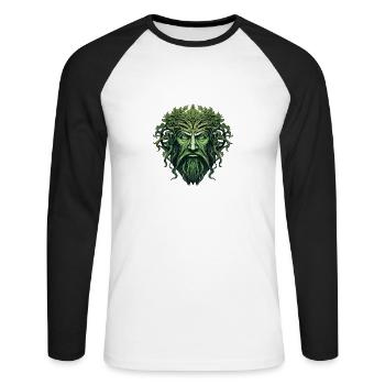 Grüner Mann Naturgeist Waldgottheit für einen - Unisex Baseballshirt langarm - Weiß/Schwarz - Vorne - Nik (191cm)
