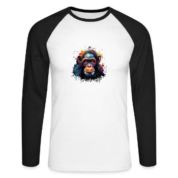 Streetart Affe Urban Rap Street Affe - Unisex Baseballshirt langarm - Weiß/Schwarz - Vorne - Nik (191cm)