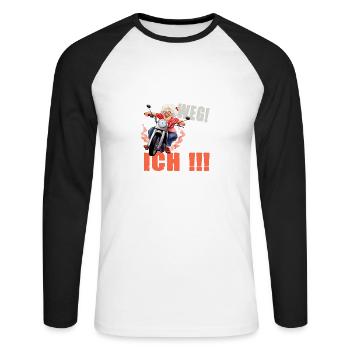 Aus dem Weg Hier Komm Ich Oma - Unisex Baseballshirt langarm - Weiß/Schwarz - Vorne - Nik (191cm)
