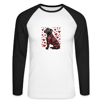 Cane Corso Hund mit Herzen für Cane Corso - Unisex Baseballshirt langarm - Weiß/Schwarz - Vorne - Nik (191cm)