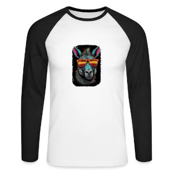 Esel Art Funky Animal Summer Style Sonnenbrille - Unisex Baseballshirt langarm - Weiß/Schwarz - Vorne - Nik (191cm)