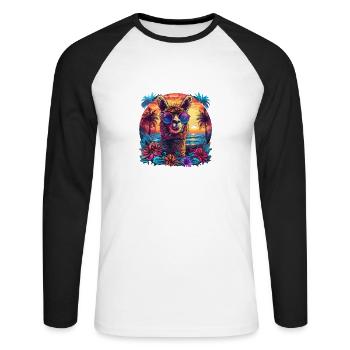 Alpaka Lama Blumen für Alpakaliebhaber - Unisex Baseballshirt langarm - Weiß/Schwarz - Vorne - Nik (191cm)
