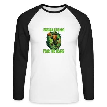 Leprechaun Bart Basketball für einen - Unisex Baseballshirt langarm - Weiß/Schwarz - Vorne - Nik (191cm)