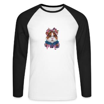 Best Guinea Pig MOM Meerscheinchen Mama - Unisex Baseballshirt langarm - Weiß/Schwarz - Vorne - Nik (191cm)