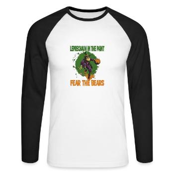 Leprechaun Bart Basketball für einen - Unisex Baseballshirt langarm - Weiß/Schwarz - Vorne - Nik (191cm)