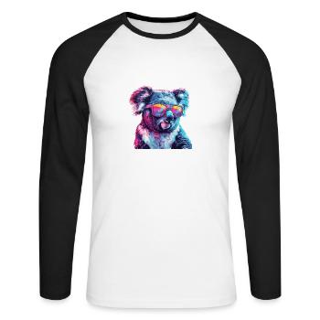 Streetart Funky Koala Urban Rap Street - Unisex Baseballshirt langarm - Weiß/Schwarz - Vorne - Nik (191cm)