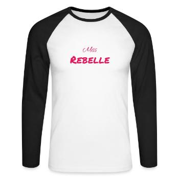 Miss rebelle - T-shirt baseball manches longues Homme - blanc/noir - Devant - Nik (191cm)
