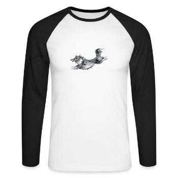 Berger Shetland Blue Merle - Unisex Long Sleeve Baseball T-Shirt - white/black - Front - Nik (191cm)