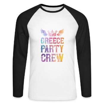 L’équipe du parti grec dit - T-shirt baseball manches longues Homme - blanc/noir - Devant - Nik (191cm)