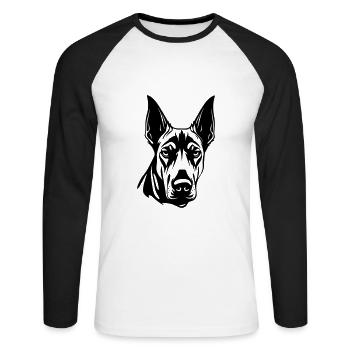 Doberman Dog Head - Unisex Long Sleeve Baseball T-Shirt - white/black - Front - Nik (191cm)