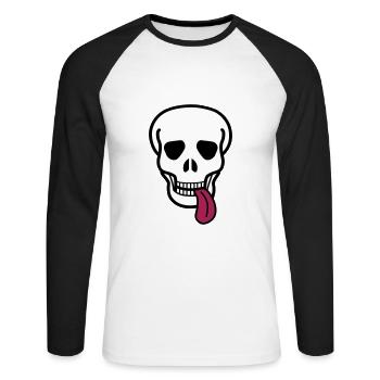 Tongue Skull - Unisex Long Sleeve Baseball T-Shirt - white/black - Front - Nik (191cm)