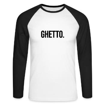 ghetto - Unisex Baseballshirt langarm - Weiß/Schwarz - Vorne - Nik (191cm)