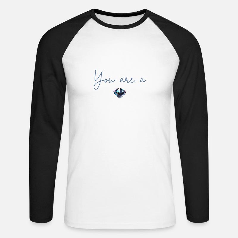 Du bist ein Diamant - Unisex Baseballshirt langarm - Weiß/Schwarz