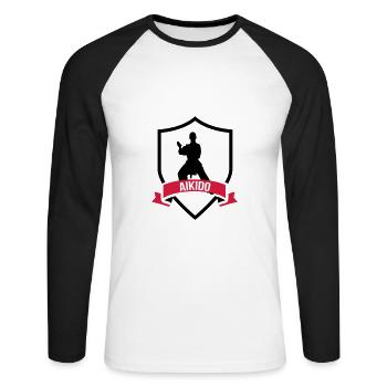 Aikido - Unisex Baseballshirt langarm - Weiß/Schwarz - Vorne - Nik (191cm)