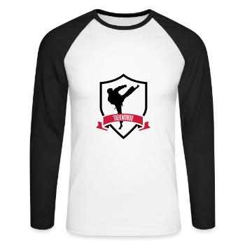 Taekwondo - T-shirt baseball manches longues Homme - blanc/noir - Devant - Nik (191cm)