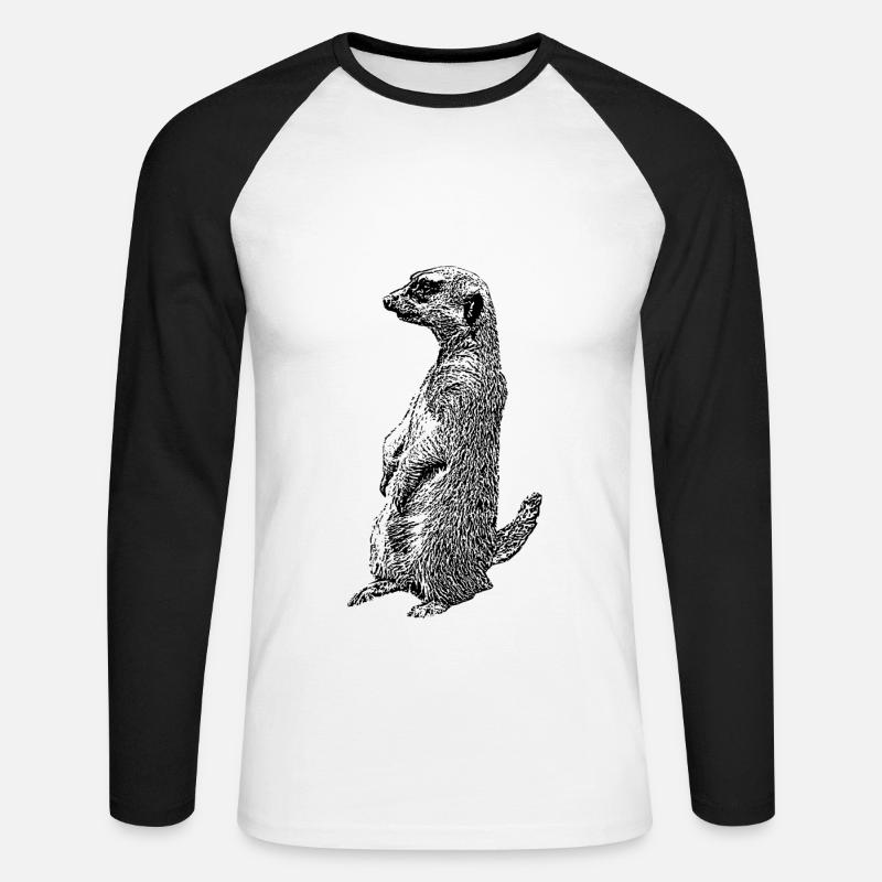 Erdmaennchen - Unisex Baseballshirt langarm - Weiß/Schwarz