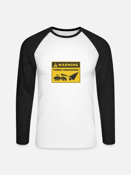 Waldernte Warnung Symbol für den Holzernter - Unisex Baseballshirt langarm - Weiß/Schwarz