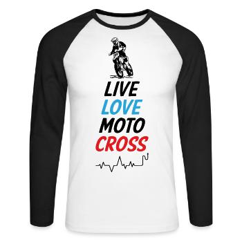 Live Love Motocross - Unisex Long Sleeve Baseball T-Shirt - white/black - Front - Nik (191cm)