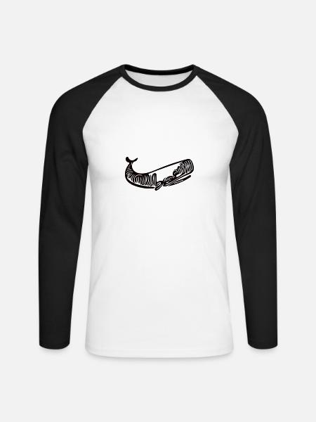 Vector Whale Drawing Style - Unisex Long Sleeve Baseball T-Shirt - white/black